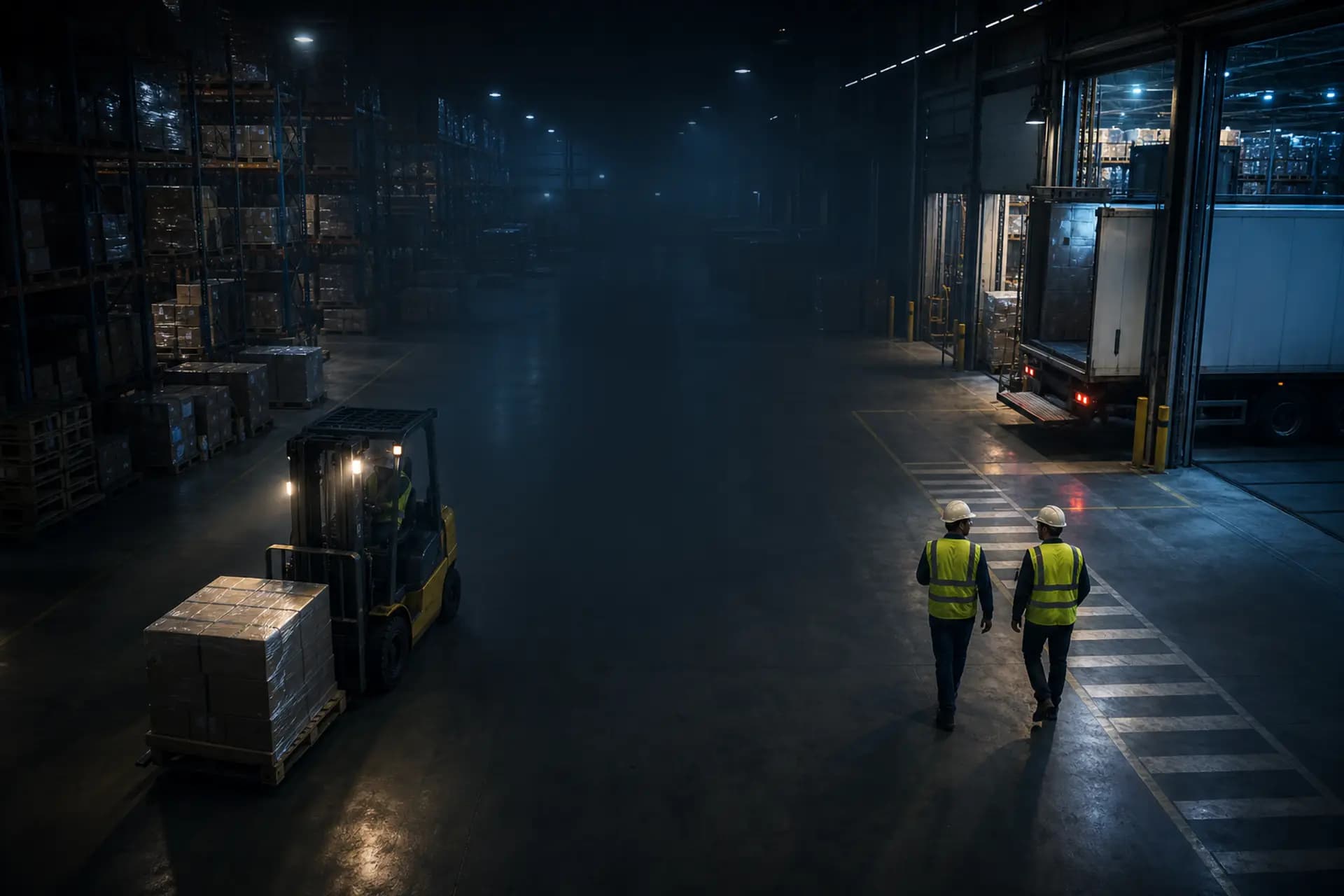 Warehousing scene with live Camnitive detection overlays
